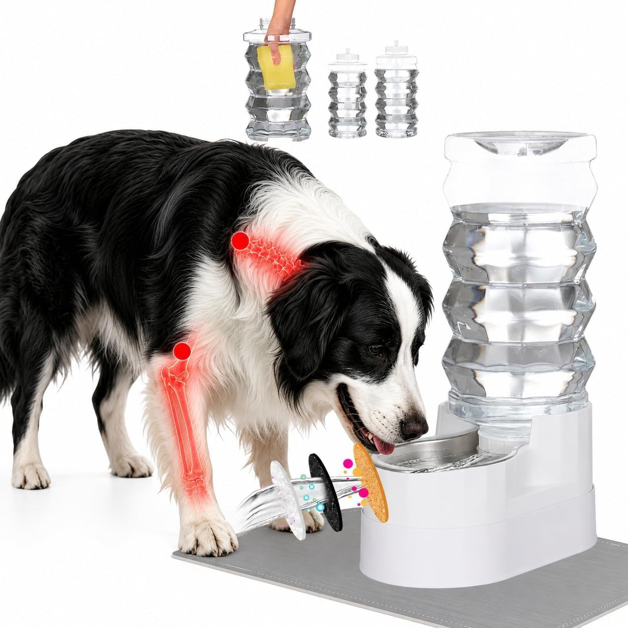 rizzari-8l-gravity-dog-water-dispenser-stainless-steel-bowl-anti-splash-wide-mouth-easy-cleaning-dishwasher-safe-no-electricity-needed-filtered-fresh-water-multi-pet-homes