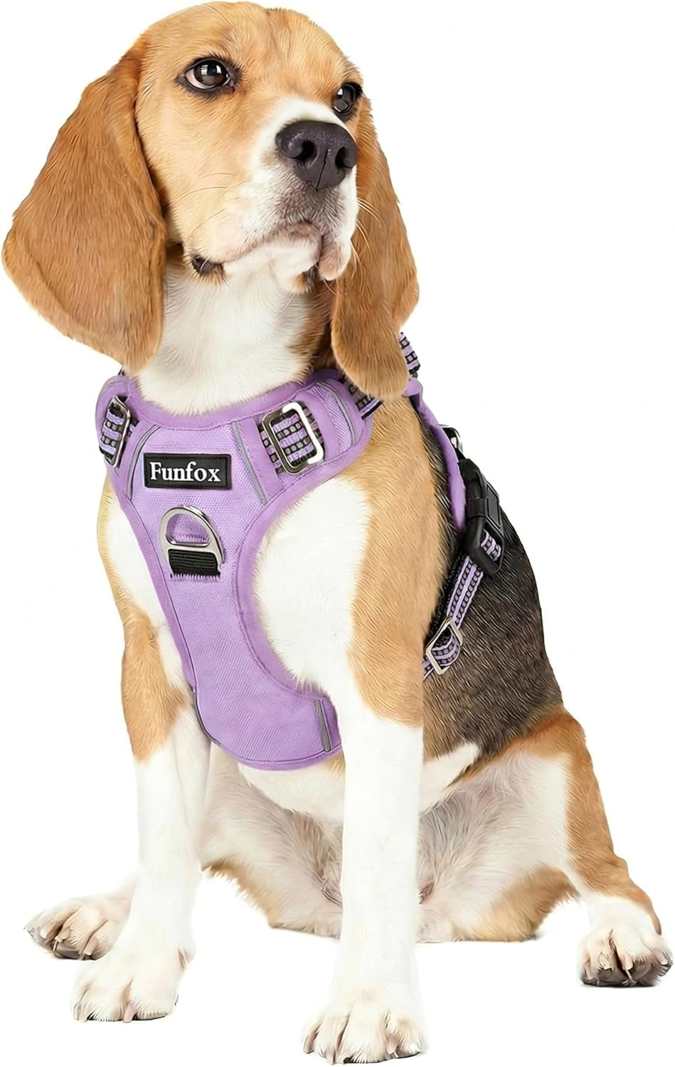 funfox-dog-harness-medium-sized-dog-vertical-handle-easy-control-no-pull-pet-vest-adjustable-with-2-leash-clips-soft-material-reflective-safe-night-walking-for-small-medium-large-breed-black-m