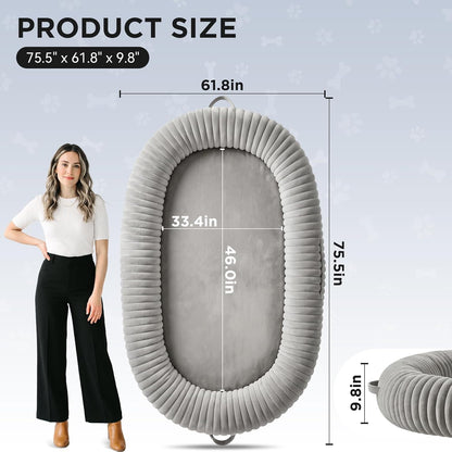 Oversized Human Dog Bed for Large Breed Dogs, 77.5X61.8X9.8 Inch Extra Large Plush Orthopedic Bed with Washable Removable Cover, Non-Slip Bottom, Soft Plush Shared Bed for Bedroom Living Room3