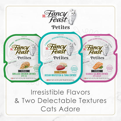 Purina Fancy Feast Petites Ocean Whitefish Entree with Tomato in Gravy Gourmet Wet Cat Food - (Pack of 12) 2.8 Oz. Tubs6