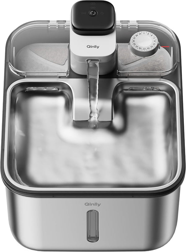 Stainless Steel Cat Water Fountain Wireless for Cats Indoor, 3.6L/123Oz Automatic Metal Dog Water Dispenser,Cordless Battery Operated Pet Drinking Fountain,Rechargeable Waterer with Motion Sensor1