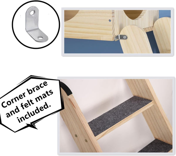 SHENGOCASE Solid Wood Wall Leaning Cat Ladder for Indoor Cats and Small Medium Dog, Stair Step for Window Bed, Wall Climbing Furniture (47.2")4