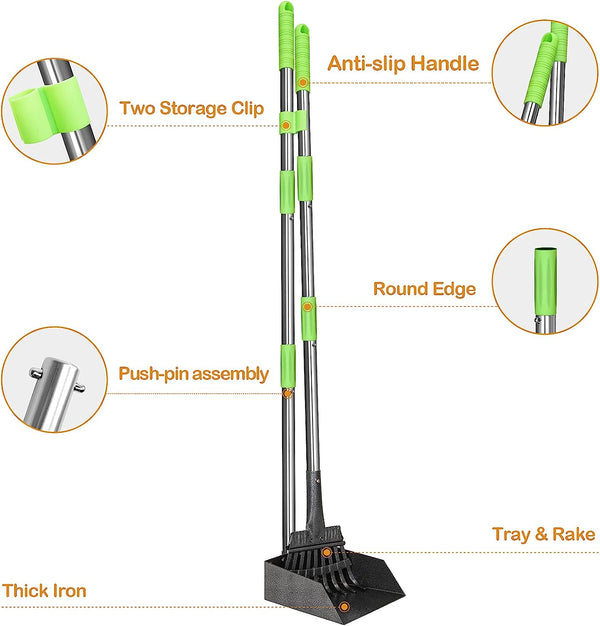 TOOGE Pooper Scooper, Dog Pooper Scooper Long Handle Stainless Metal Tray and Rake for Medium Small Dogs Heavy Duty Pet Supplies to Use for Grass, Dirt or Gravel3