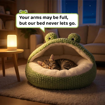 CWV Cute Cat Beds Kitten Beds, Soft Small Dog Beds, Washable Pet Beds for Puppy and Kitty, Funny Frog Cat Cave, 23 Inches9