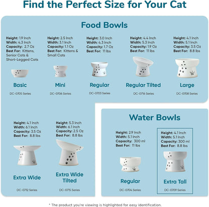 NECOICHI Raised Cat Water Bowl, Elevated, with Measurement Lines, Dishwasher and Microwave Safe (Cat, Extra Tall) White9