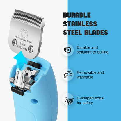 Professional Dog Clippers for Grooming Thick Curly Matted Coats | Detachable A5 Blade & Metal Guide Combs Kit for Horse Animal Breeds Low Noise Cordless Pet Hair Trimmer with 2 Speed Bluewave5
