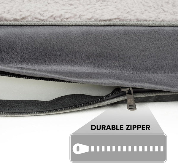 Sunheir Washable Extra Large Dog Bed Covers Soft Plush Replacement, Waterproof Dog Bed Liner, Pet Bed Cover with Zipper 44X32X3 Inches, Grey, Cover Only3