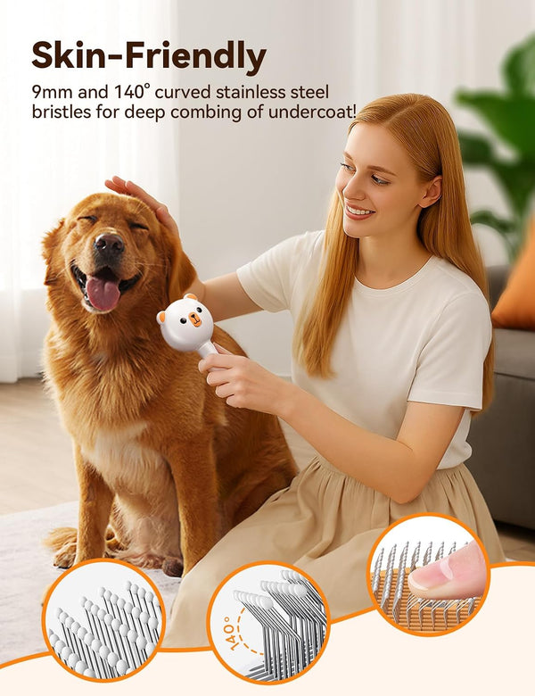 Pet Steam Brush for Dogs & Cats, Brushes for Indoor Cats with Release Button, Undercoat Removal Grooming Brush, Dual Spray USB Rechargeable, Dog Brush for Shedding for All Long- and Short-Haired Pets7