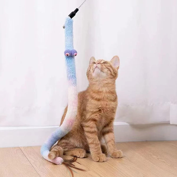 Cat Toys for Indoor Toys,Rainbow Cat Wand Toys,Feather Flips Plush Ball Cat Toys,Interactive Feather Toy for Teaser Play and Chase Exercise with Kitten 6 Pack5