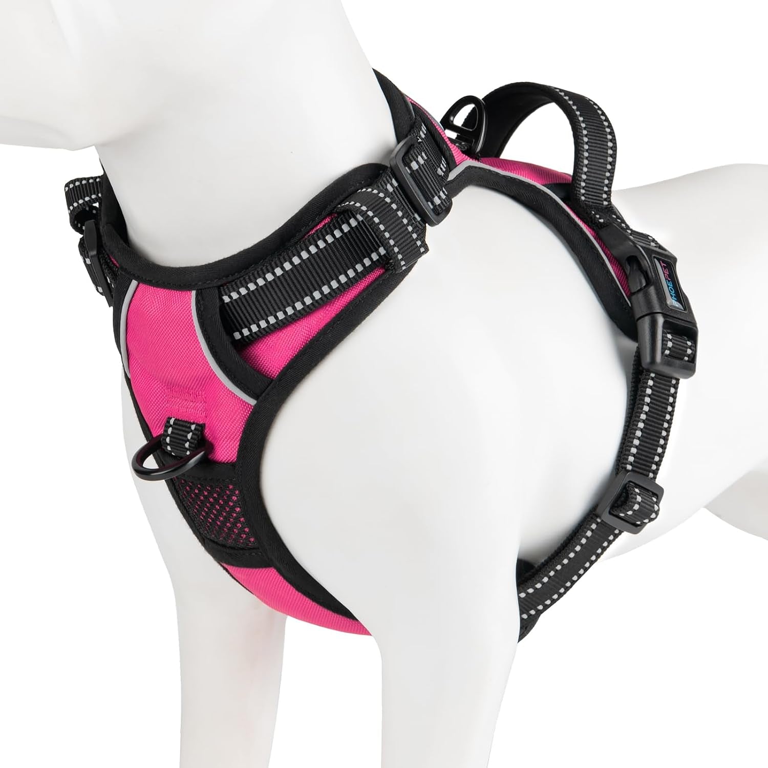 phoepet-no-pull-dog-harness-medium-reflective-front-clip-vest-with-handle-adjustable-2-metal-rings-2-bucklesm-grey