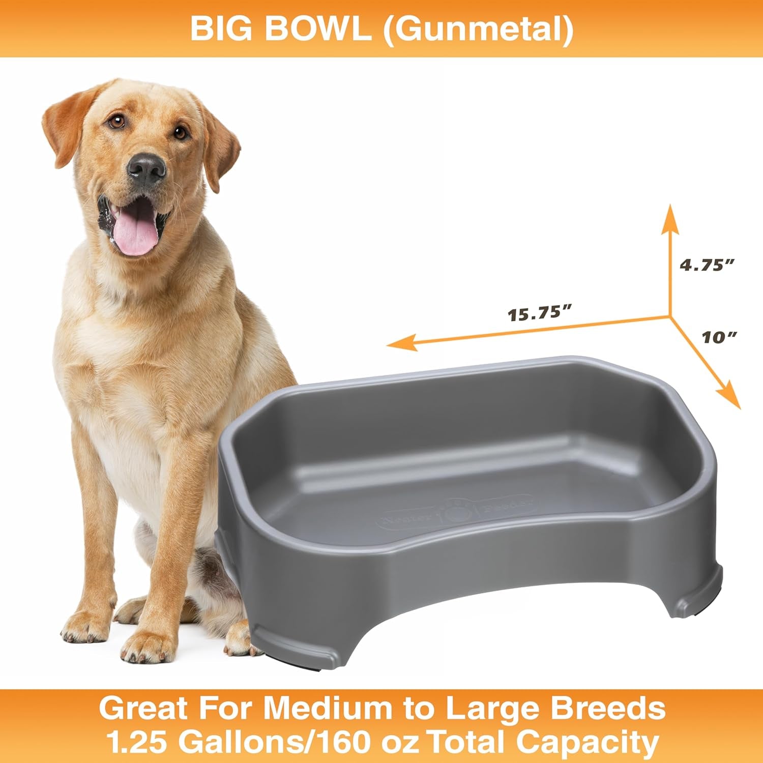 neater-pet-brands-extra-large-water-bowl-for-dogs-outdoor-dog-water-bowl-1-25-gallon-xl-capacity-big-trough-style-food-dish-for-indoors-or-outside-no-spill-large-dog-bowls-gunmetal-grey