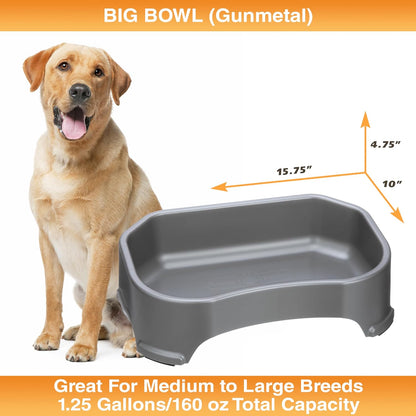 Neater Pet Brands Extra Large Water Bowl for Dogs, Outdoor Dog Water Bowl (1.25 Gallon XL Capacity), Big Trough Style Food Dish for Indoors or Outside, No Spill Large Dog Bowls, Gunmetal Grey6