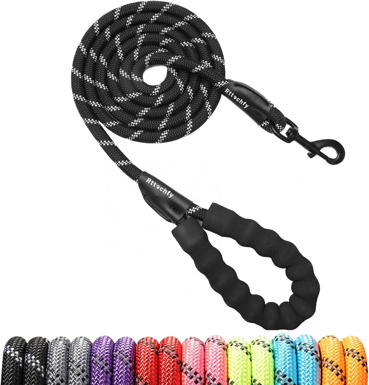 rttochfy-rope-dog-leash-2-4-5-6-8-10-ft-with-comfortable-padded-handle-and-highly-reflective-threads-for-small-medium-and-large-dogs-heavy-duty-1-2-5-ft-blue