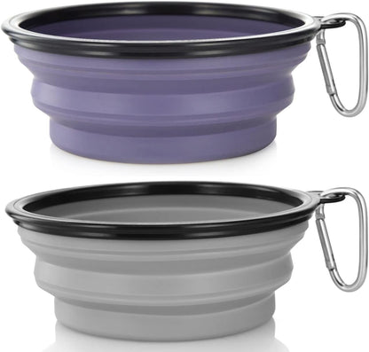 Dog Bowl Pet Collapsible Bowls, 2 Pack for Cats Dogs, Portable Pet Feeding Watering Dish for Walking Parking Traveling with 2 Carabiners (Small, Blue+Green)32