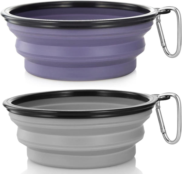 Dog Bowl Pet Collapsible Bowls, 2 Pack for Cats Dogs, Portable Pet Feeding Watering Dish for Walking Parking Traveling with 2 Carabiners (Small, Blue+Green)32