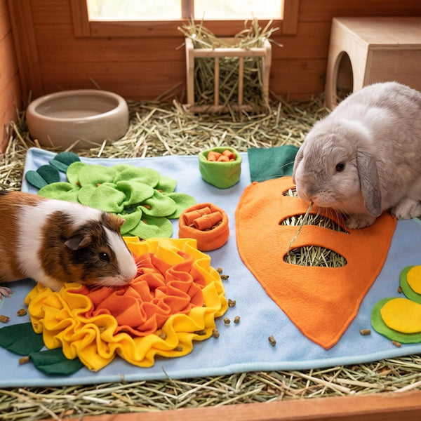 Rabbit Snuffle Mat, Bunny Foraging Feeding Toy for Small Pet | Small Animal Enrichment Toy Washable Feeding Mat for Guinea Pig Chinchilla Hedgehog Ferret7