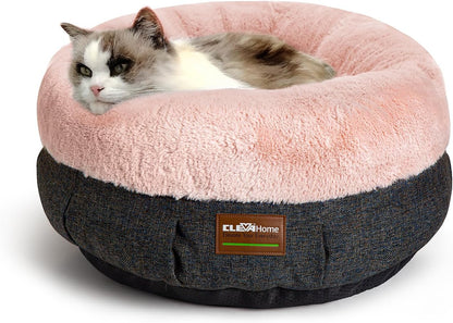 Clevahome Cat Dog Bed for Small Pets up to 15Lbs - round Cat Beds for Indoor Cats, Machine Washable Comfortable Pet Bed for Puppy and Kitten with Non-Slip Bottom (Plum Pink)11
