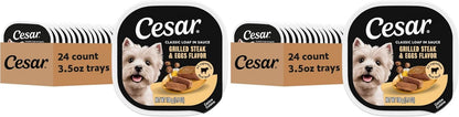 Cesar Classic Loaf in Sauce Wet Dog Food, Filet Mignon, 3.5 Oz, 24 Count | Made in USA, Real Beef #1 Ingredient, No Fillers/Added Sugar/Artificial Flavors, Use as Meal or Topper, Easy Peel Trays23
