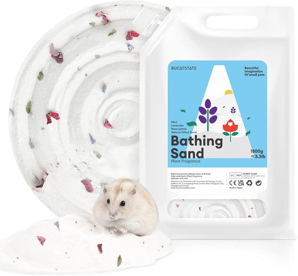 BUCATSTATE Hamster Bath Sand with Pour Spout, 6.6LB Desert Bath Sand | No-Dust Potty Litter Calcium-Free Sand for Hamster Chinchillas Gerbil Mice Degu or Other Small Pets (Fine Sand)12