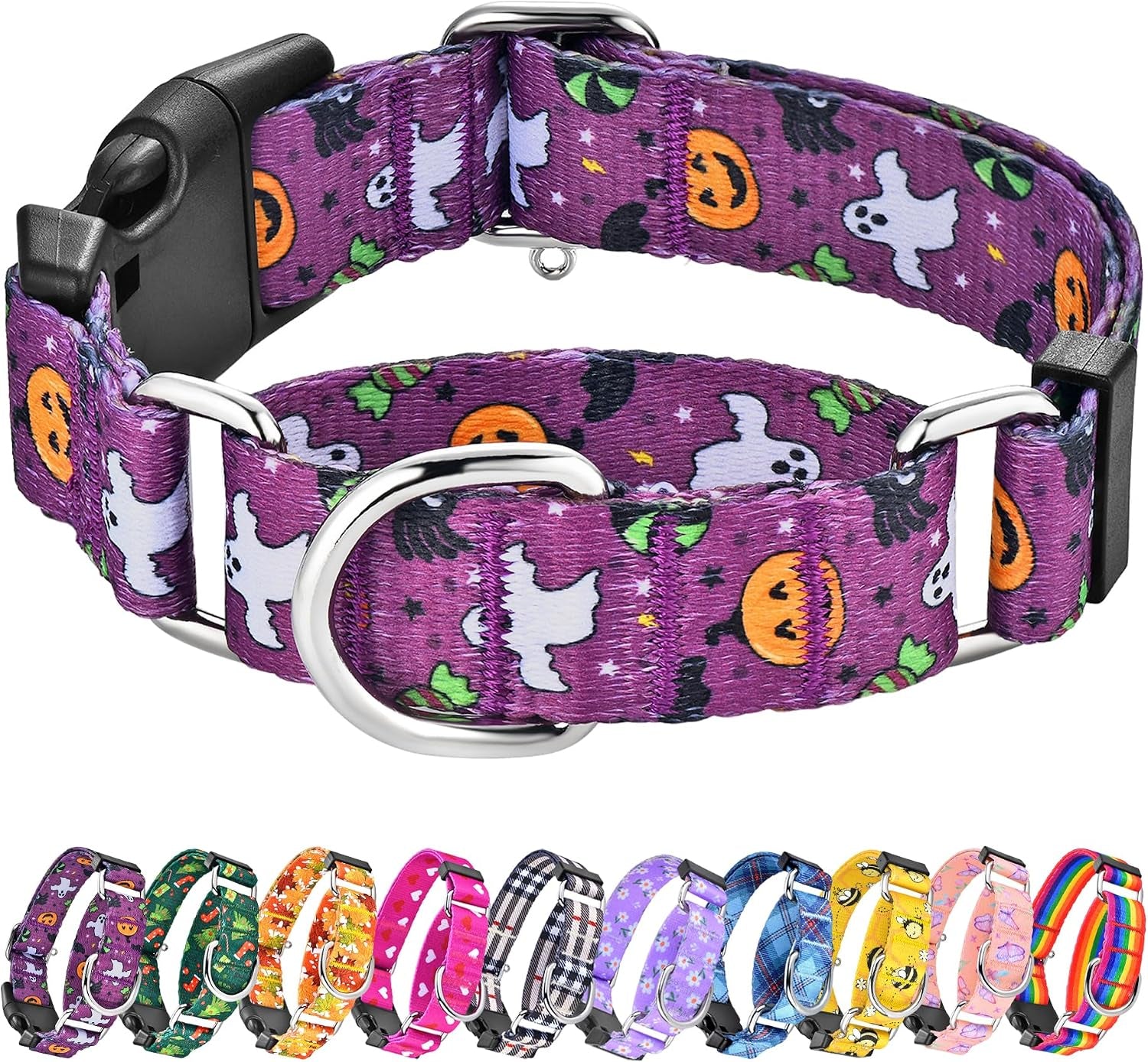 hikiko-martingale-collar-for-dogs-adjustable-soft-nylon-dog-collars-with-cute-patterns-for-small-medium-large-dog-pink-butterfly-medium