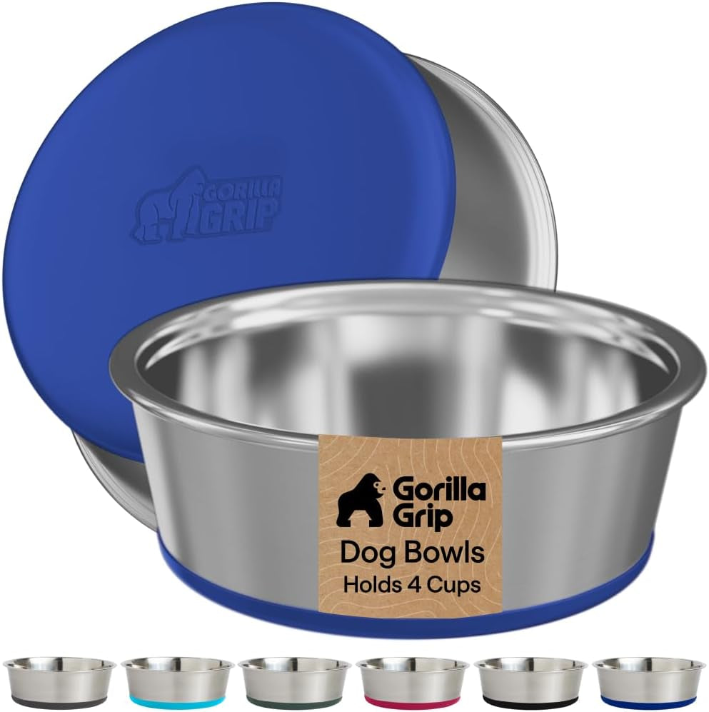gorilla-grip-dog-bowls-food-grade-304-stainless-steel-holds-2-us-cups-each-16-fl-oz-food-and-water-bowl-for-feeding-dogs-and-cats-dishwasher-safe-rust-resistant-bpa-free-rubber-base-2-set-black