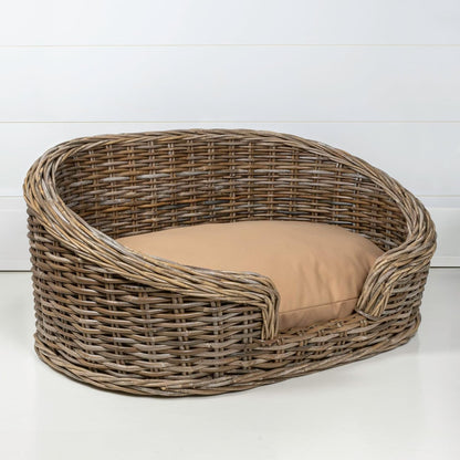 DBD1001A Curvy 33" X 21.25" Classic Handwoven Rattan Dog Bed with Machine-Washable Cushion, Kubu Gray2