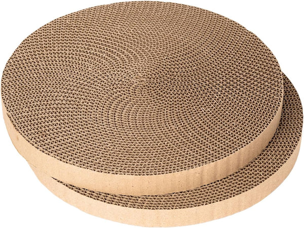 Round Cat Scratcher Refill - 10 Inch Diameter, 7/8 Inch Thickness - Cardboard Cat Scratcher Scratching Board Replacement Pads (2Pcs) for Indoor Cats1
