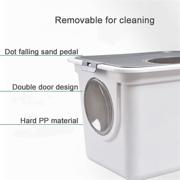 Dog Potty Training Toilet ﻿ Large Closed Cat Litter Box Pan Double Door Design Potty Top Entry Type Anti-Splashing Supplies with Pet Plastic Scoop(B)3