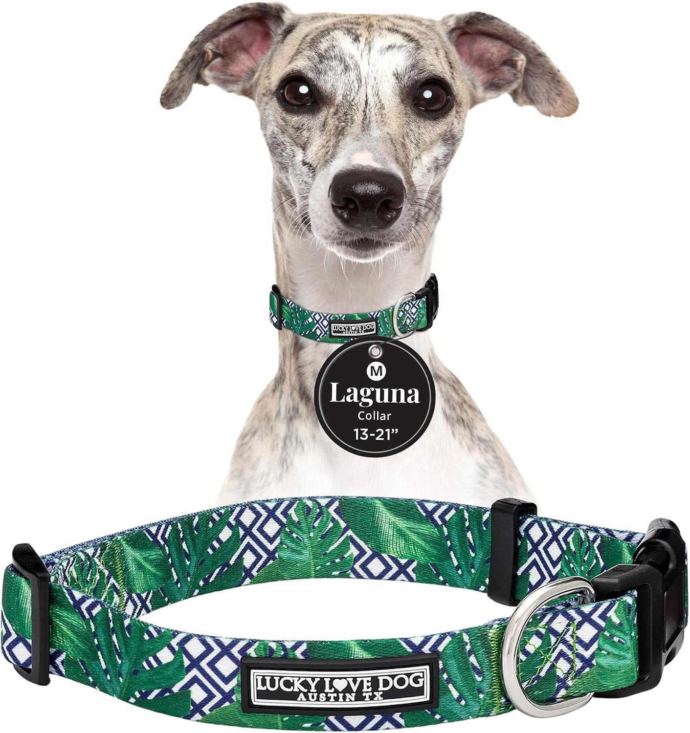lucky-love-dog-easy-click-buckle-dog-collar-with-leash-set-combo-durable-comfortable-for-male-female-dogs-pet-collar-for-medium-dogs-secure-fit-blackbird-combo-medium