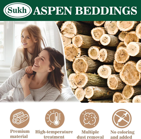 Sukh Hamster Bedding - Aspen Shavings Small Animal Pet Bedding | Aspen Bedding for Small Animals, Guinea Pigs, Rabbits, Hamsters, Gerbils, Chinchillas, Rats, Mice, Snakes & Hedgehogs, 14 OZ3