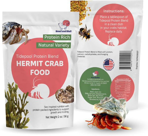 Natural Hermit Crab Food – High-Protein Hermit Food with Real Fruit and Sprouted Grains – 65 G (2.3 Oz) Crab Food for Pet Hermit Crabs by Snout and Shell12