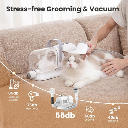 Pecute 7-In-1 Dog Grooming Vacuum & Dryer for Heavy Shedding | 10000Pa Suction, Adj Suction & Temp, Home & Salon Use, 55Db Low Noise, 1.7L Dust Cup, Reduces Flying Hair, Easy Cleanup7