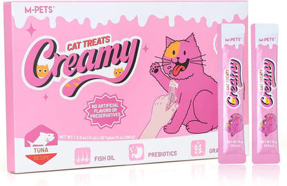 M-PETS Creamy Lickable Cat Treats – 4 Flavor Variety Pack, 20 Tubes of Healthy Squeeze up Snacks with Functional Nutrients for Hydration, Skin & Coat, and Digestive Health – Grain Free, High Protein9