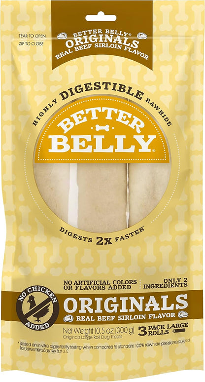 Better Belly Highly Digestible Rawhide Large Roll Chews, 3 Count (Pack of 1)17