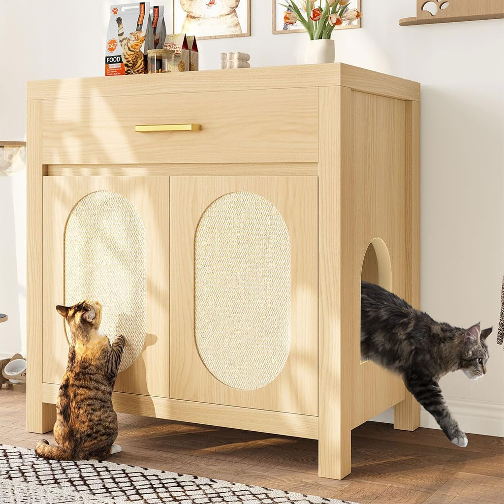 cat-litter-box-enclosure-furniture-hidden-litter-box-cabinet-cat-house-side-table-with-drawer-sisal-scratch-pads-wooden-pet-furniture-for-living-room-bedroom-brown