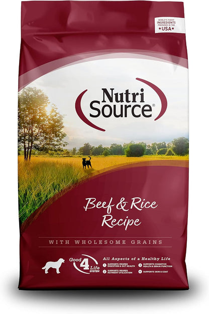 Nutrisource Adult Dry Dog Food, Beef & Rice, 26 Lb | Probiotic & Prebiotic Digestive Support, Healthy Skin & Coat, No Corn Wheat or Soy1