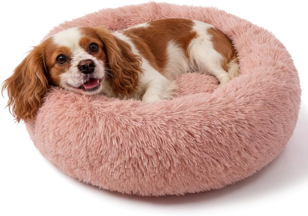Small Calming Dogs Bed for Small Dogs Anti-Anxiety Machine Washable Fluffy Luxury Anti-Slip Waterproof Mute Base Warming Cozy Soft Pet Puppy round Bed47