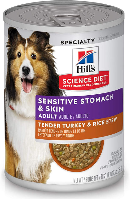 Hill'S Science Diet Sensitive Stomach & Skin Wet Dog Food | #1 Veterinarian Recommended, Adult Formula, Turkey & Rice, 12.5 Oz. Cans, 12-Pack1