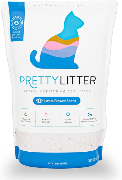 Prettylitter Health Monitoring Cat Litter (Unscented, Non Clumping) | Lightweight & Low Tracking, Color Changing Silica Gel Crystals, Advanced Odor Control — 6 Lbs, Pack of 2 (Up to 2 Month Supply)9