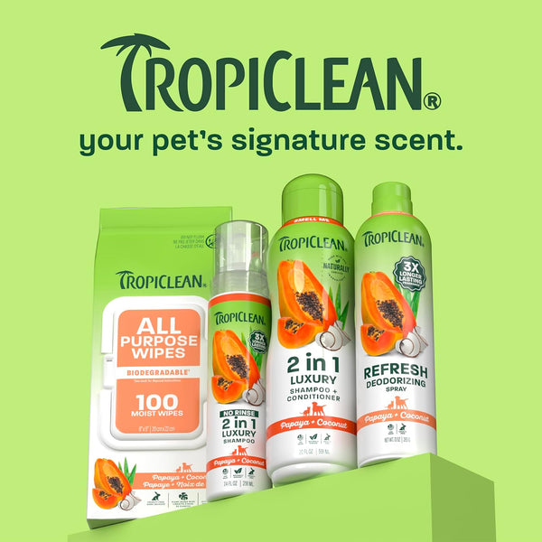 Tropiclean 2-In-1 Dog Shampoo and Conditioner, Moisturizing Dog Detangler, Puppy Safe, Made in the USA, Papaya Scent, Cat & Kitten Safe, 20Oz. | Moisturizing Detangler | Papaya Scent | Puppy, Cat & Kitten Safe | Made in USA8