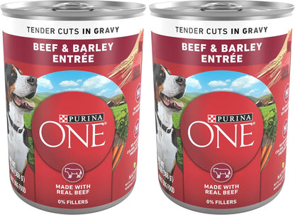 Purina ONE Natural Wet Dog Food Gravy, Tender Cuts in Gravy Beef and Barley Entrée - 13 Ounce (Pack of 12)13