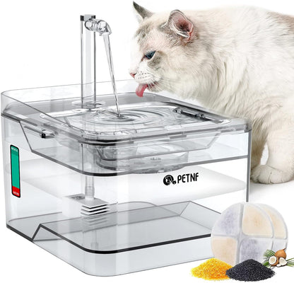 PETNF Transparent 3L/101Oz Pet Water Fountain - Automatic Cat & Dog Dispenser with LED Light, Ultra Quiet Pump, 3 Flow Modes & 2 Filters1