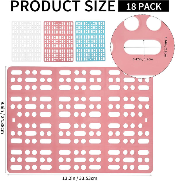 18 Pack Plastic Rabbit Cage Mat, Bunny Resting Mats for Cage with Snap Joint, Breathable Small Animal Feet Pads for Guinea Pigs, Chinchilla, Pet - White, Blue, Pink2