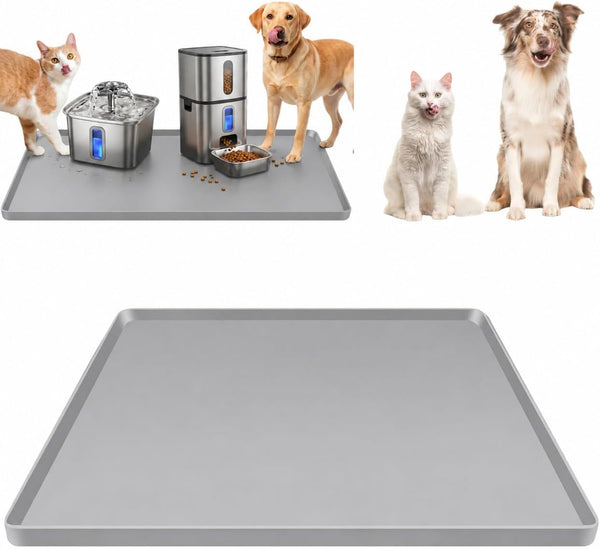 Silicone Square Mat 16X16 for Water Bowl, Waterproof Pet Bowls Mat, Black | with Raised Edge, Non-Slip Cat Dog Water Dispenser Mat Protects Floors from Water & Food Spills9