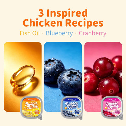 Cat Treat Cups,Dual-Layer Chicken Mousse Lickable Cat Treats & Wet Cat Food | Real Bursting Beads, , Dessert-Inspired Cat Treat Cups,Bubbleburst Grain-Free Variety Pack,(40G × 18 Cups)3