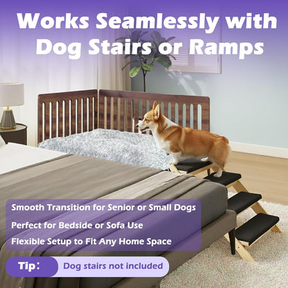 Beside Dog Bed,2 Wood Side Panel Adjustable Height Dog Bunk Beds,39''X27'' Metal Dogs Bed Frame with Cushion,Large6
