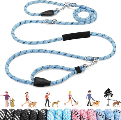 Lukovee Hands Free Dog Leash, 10FT Adjustable Training Lead 1/2 Inch Nylon Heavy Duty Lead No Pull for Large Medium Dogs, Tangle Free Reflective Waist-Leash for Walking Running, Black11