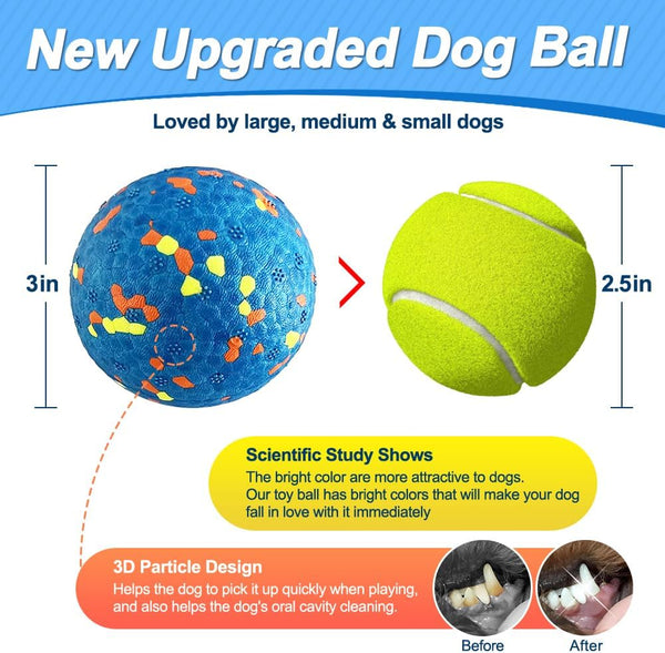 Mankoda Dog Balls, 3" Indestructible Tennis Balls for Aggressive Chewers | Floating Fetch Toys, Durable ETPU Rubber, Bouncing & Lightweight, Interactive Chewing Safe for Medium Large Dogs - 3 Pack2