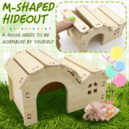 Hermit Crab Kit Hideout Water Pool Tank Decorative Accessories with Palm Tree Decorations Enrichment Toy for Turtles Lizard Frog Gecko Chameleons3