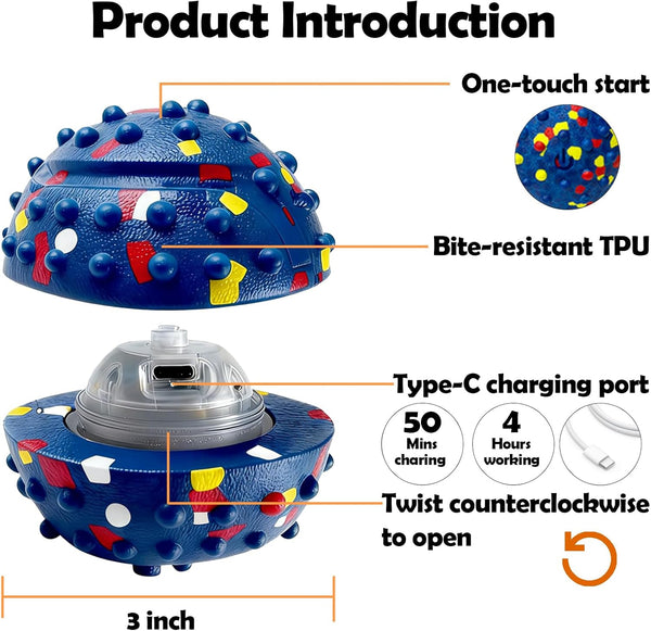Interactive Dog Toys, Smart Dog Ball, E-TPU Material Automatic Moving, Bouncing, Vibrating Ball Durable Duraspin Design for Aggressive Chewers.Keeps Dogs Busy and Entertained.Suitable for All Dogs5